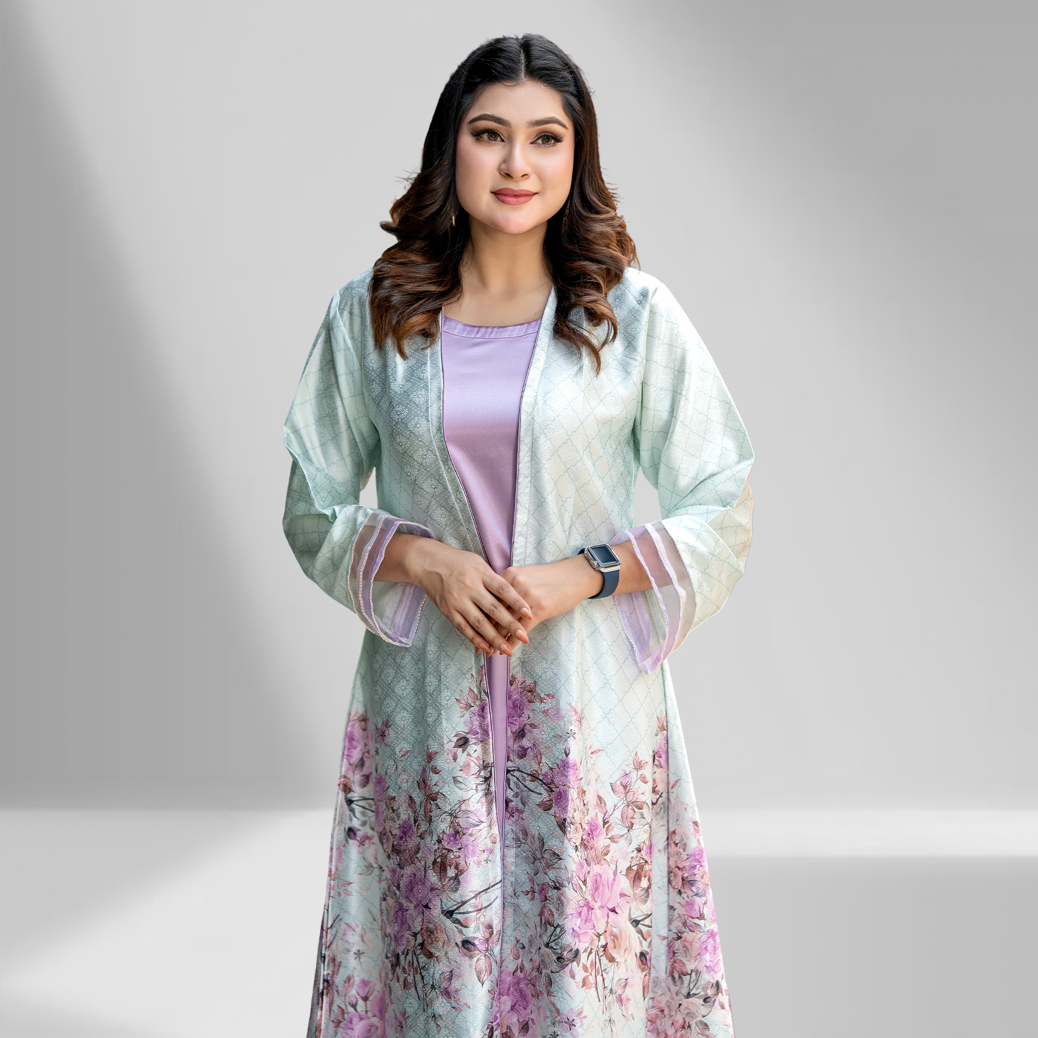 Luxury Pastel Mint Silk shrug Set  | LSC 07