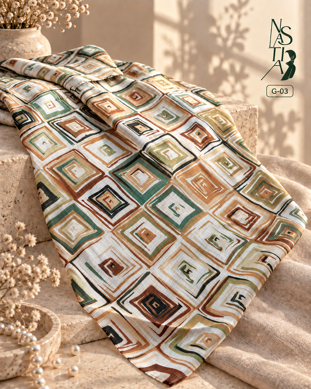 Comfortable Geometric print cotton Hijab : G
