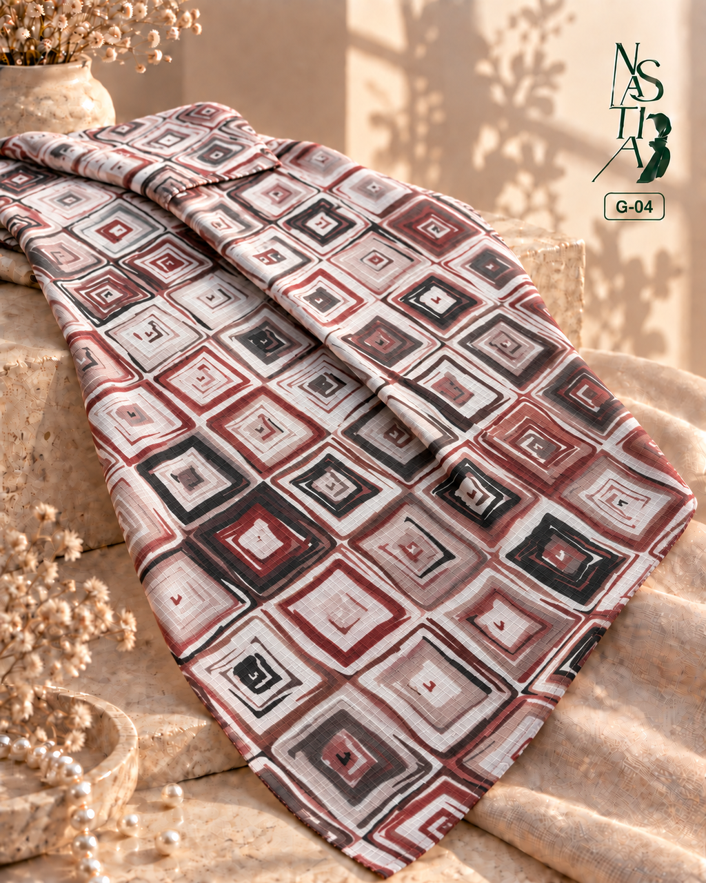 Comfortable Geometric print cotton Hijab : G