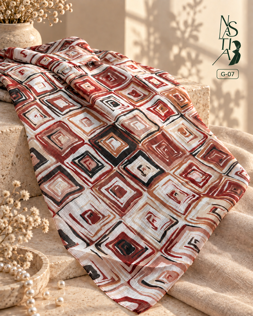 Comfortable Geometric print cotton Hijab : G