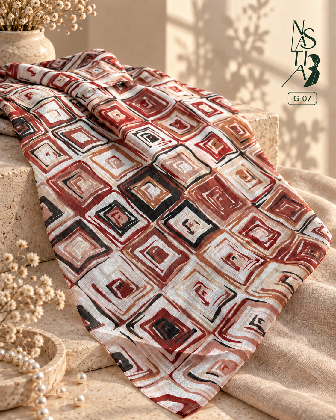 Comfortable Geometric print cotton Hijab : G