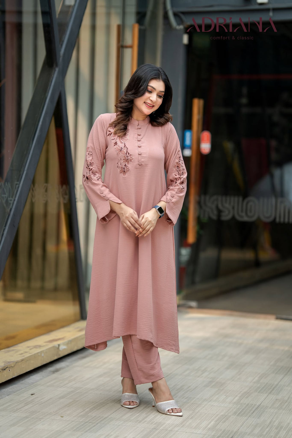 Luxe Flora Cut Embroidery Co-Ords Set| Code: CEOS 027