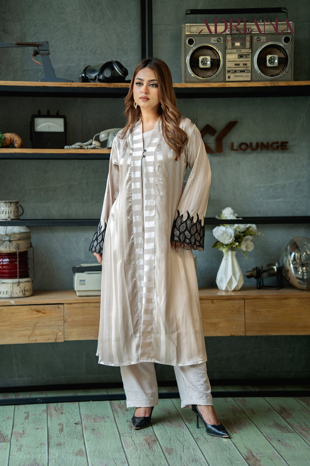 Luxury Silk co ords Set with Lace Cuff| LSC 03