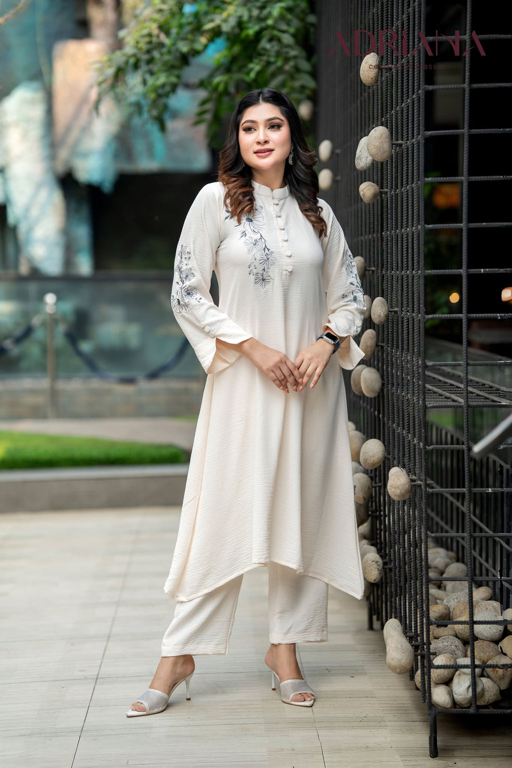 Luxe Flora Cut Embroidery Co-Ords Set| Code: CEOS 025