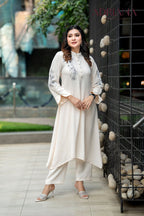 Luxe Flora Cut Embroidery Co-Ords Set| Code: CEOS 025