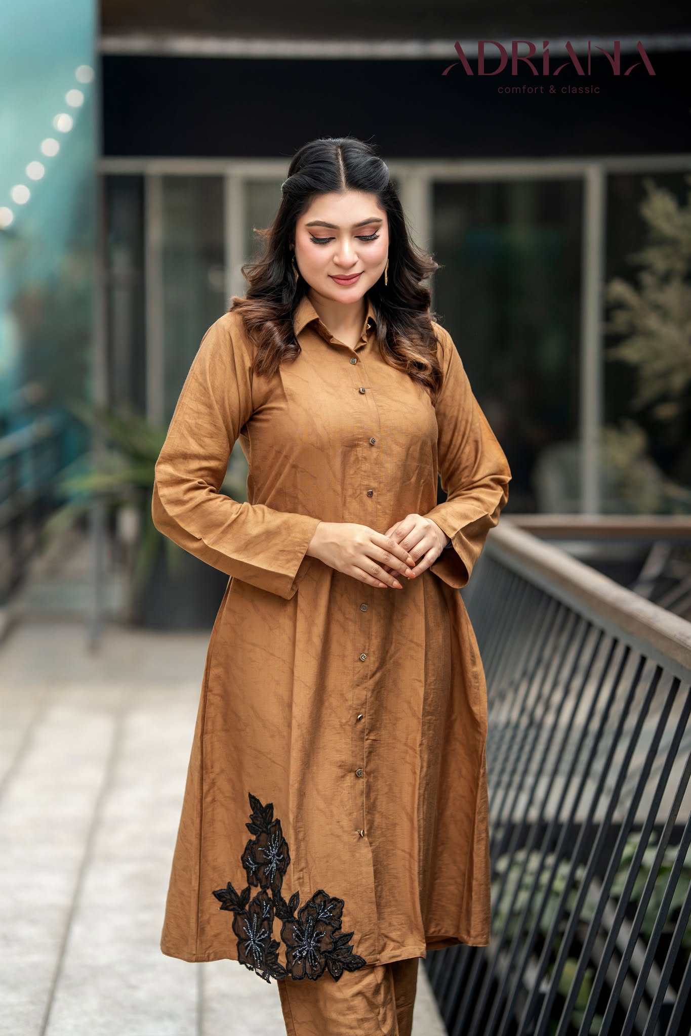 Luxury Brown Co ords Set with Floral Embroidery | LBC 01