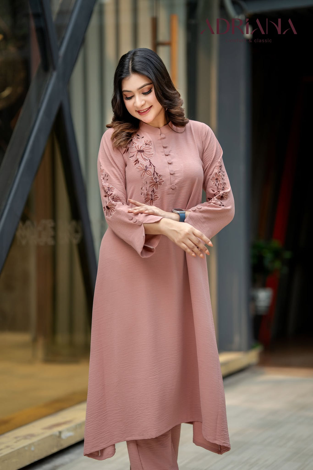 Luxe Flora Cut Embroidery Co-Ords Set| Code: CEOS 027