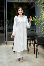 Luxury White Silk co ords Set with Lace | LSC 05