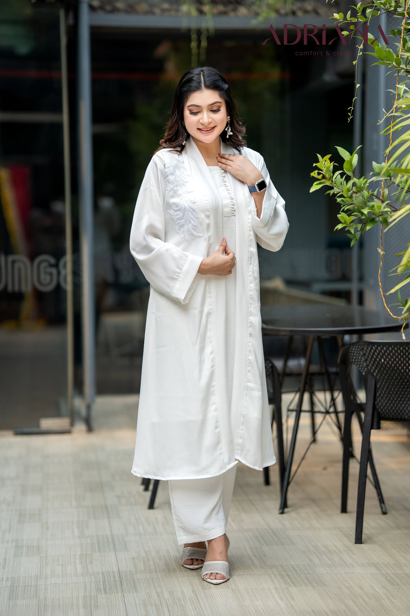 Luxury White Silk co ords Set with Lace | LSC 05