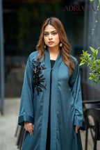 Luxury Teel color Silk shrug with Lace(Single) | LSC(single) 04