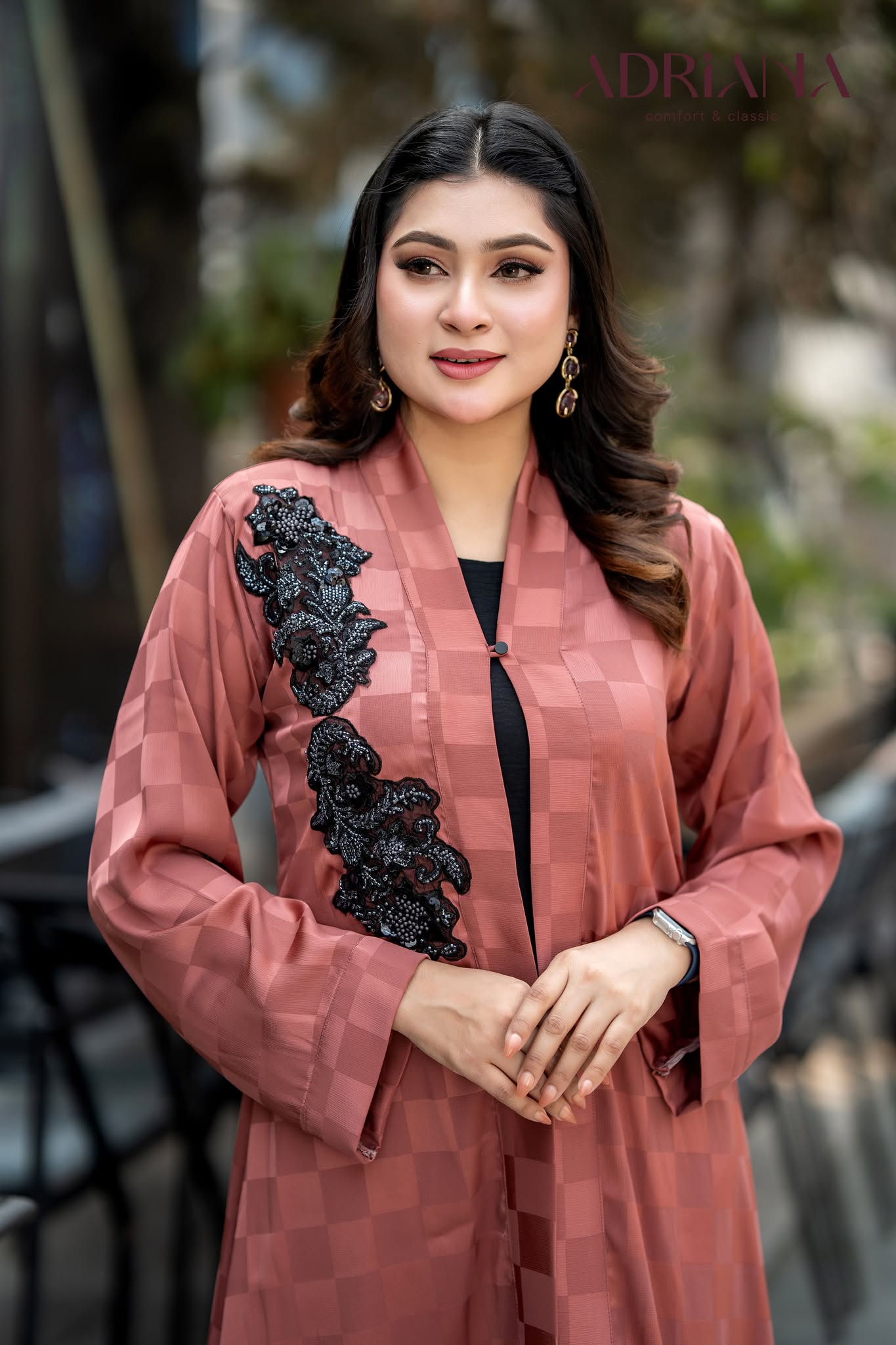 Luxury Rust Silk shrug  Set with Embroidered cutwork | LSC 06