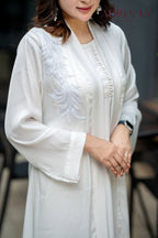 Luxury White Silk co ords Set with Lace | LSC 05