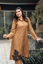 Luxury Brown Co ords Set with Floral Embroidery | LBC 01