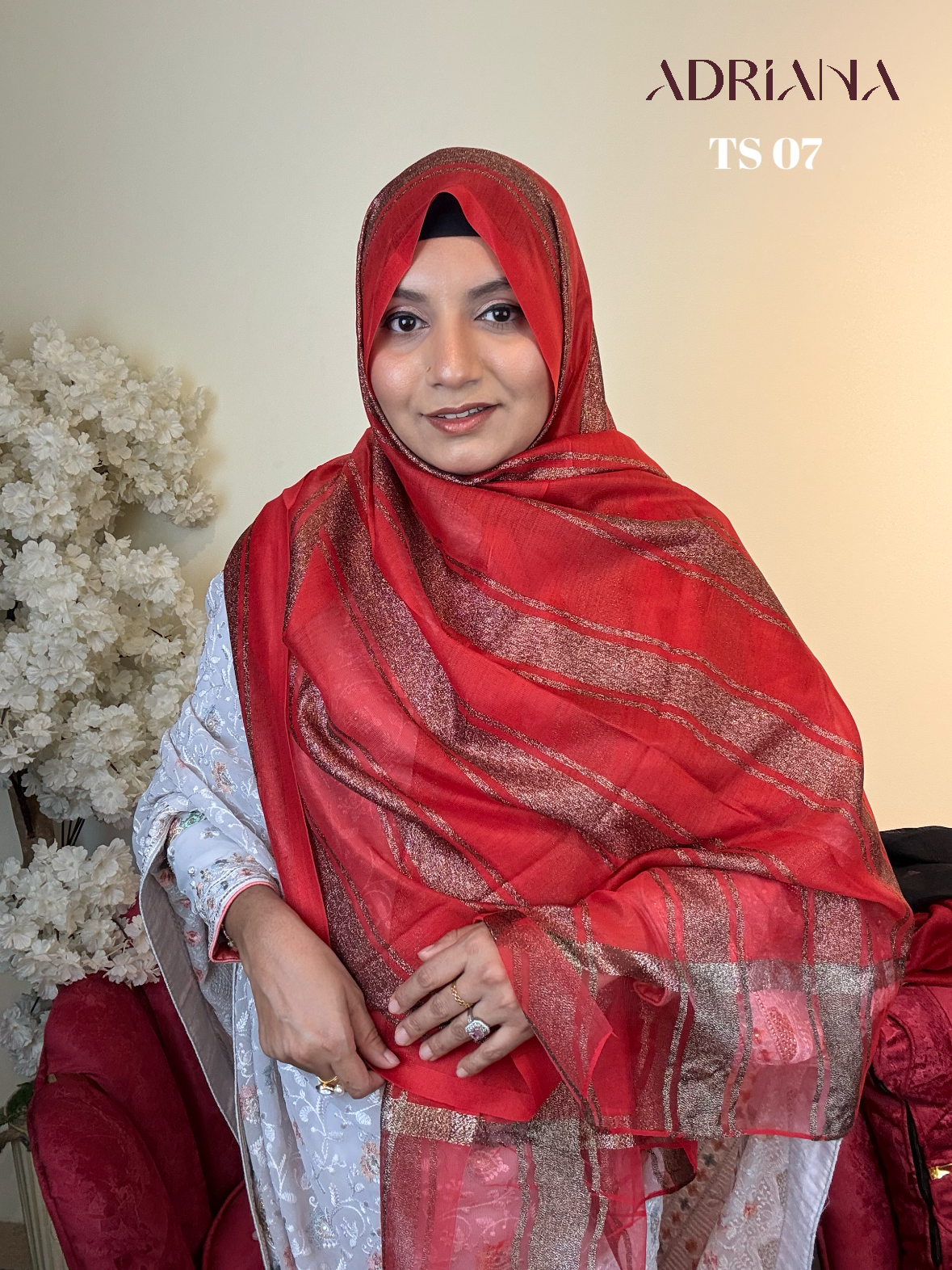 Premium zari Tissue Stripe Hijab | TS