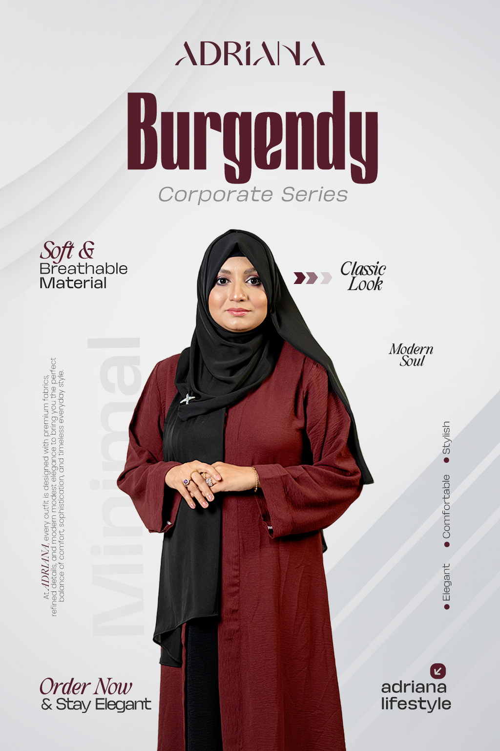 Comfortable Kimono Shurag (Single color- Burgundy) | Code: CS 125