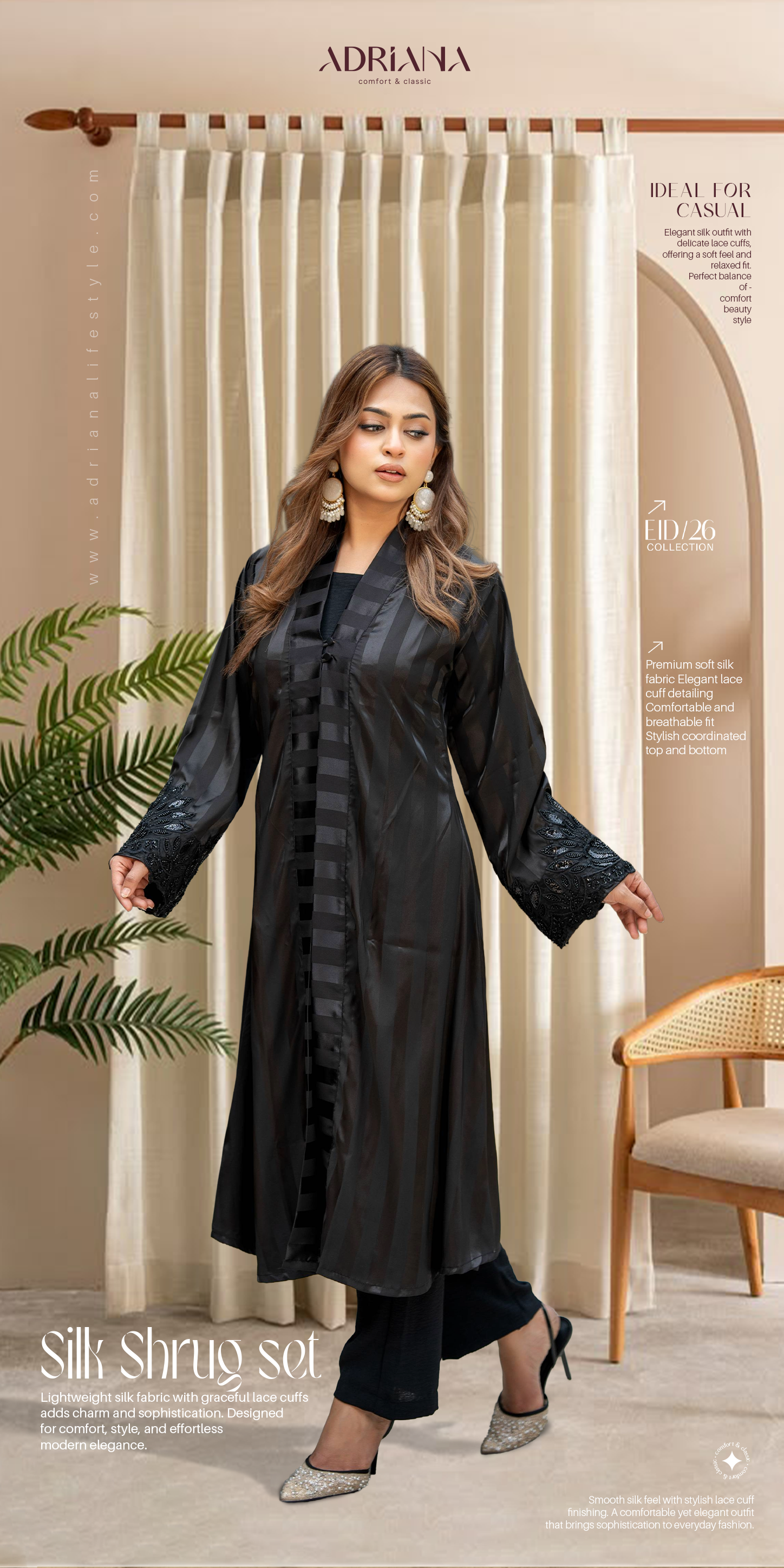 Luxury Silk shurg with Lace Cuff| LSC(Single) 02