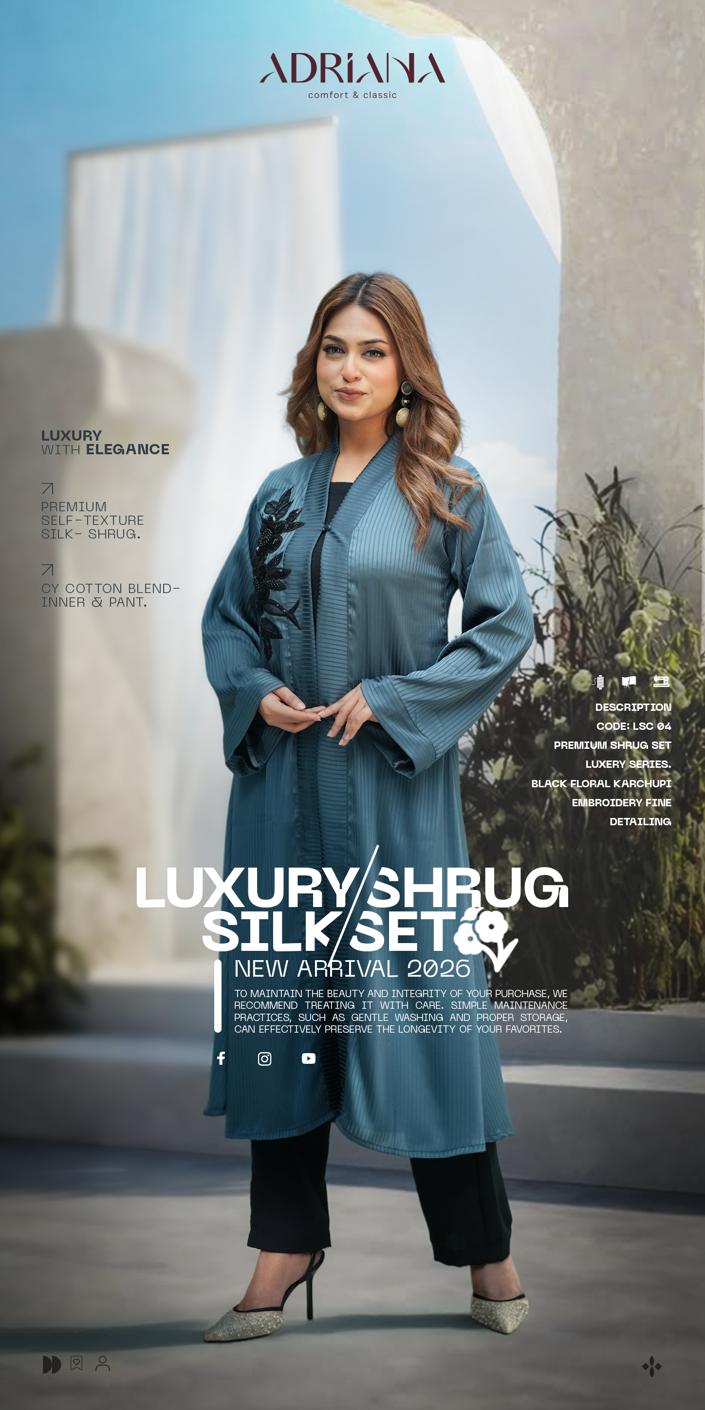Luxury Teel color Silk shrug with Lace(Single) | LSC(single) 04