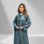 Luxury Teel color Silk shrug with Lace(Single) | LSC(single) 04