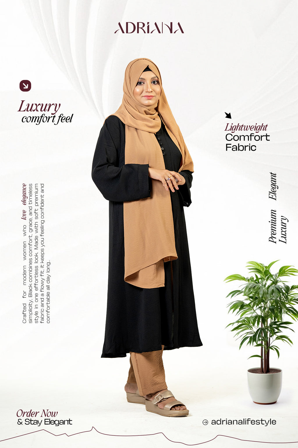 Comfortable Kimono Shurag (Single color- (black) | Code: CS 122