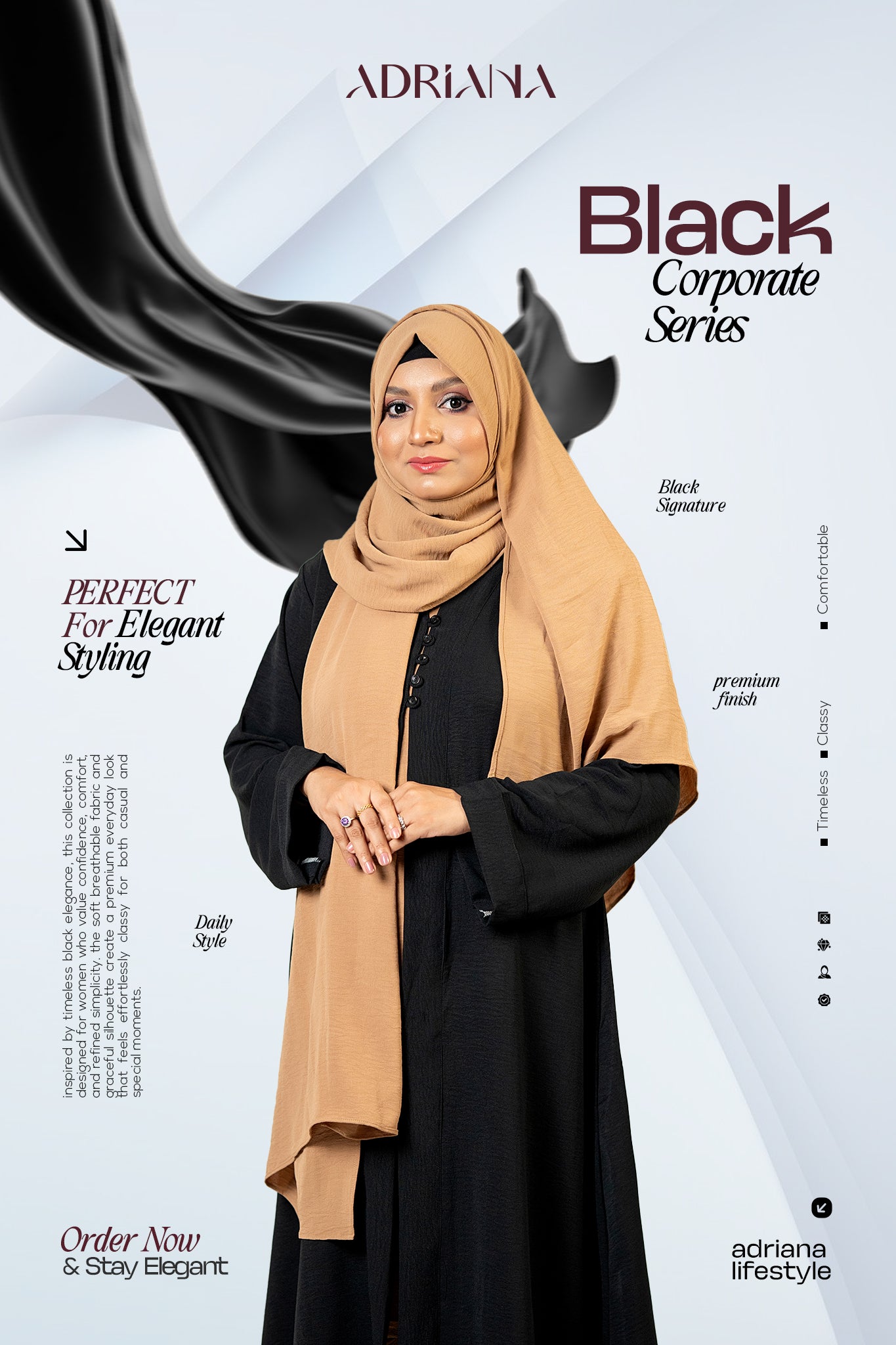 Comfortable Kimono Shurag (Single color- (black) | Code: CS 122