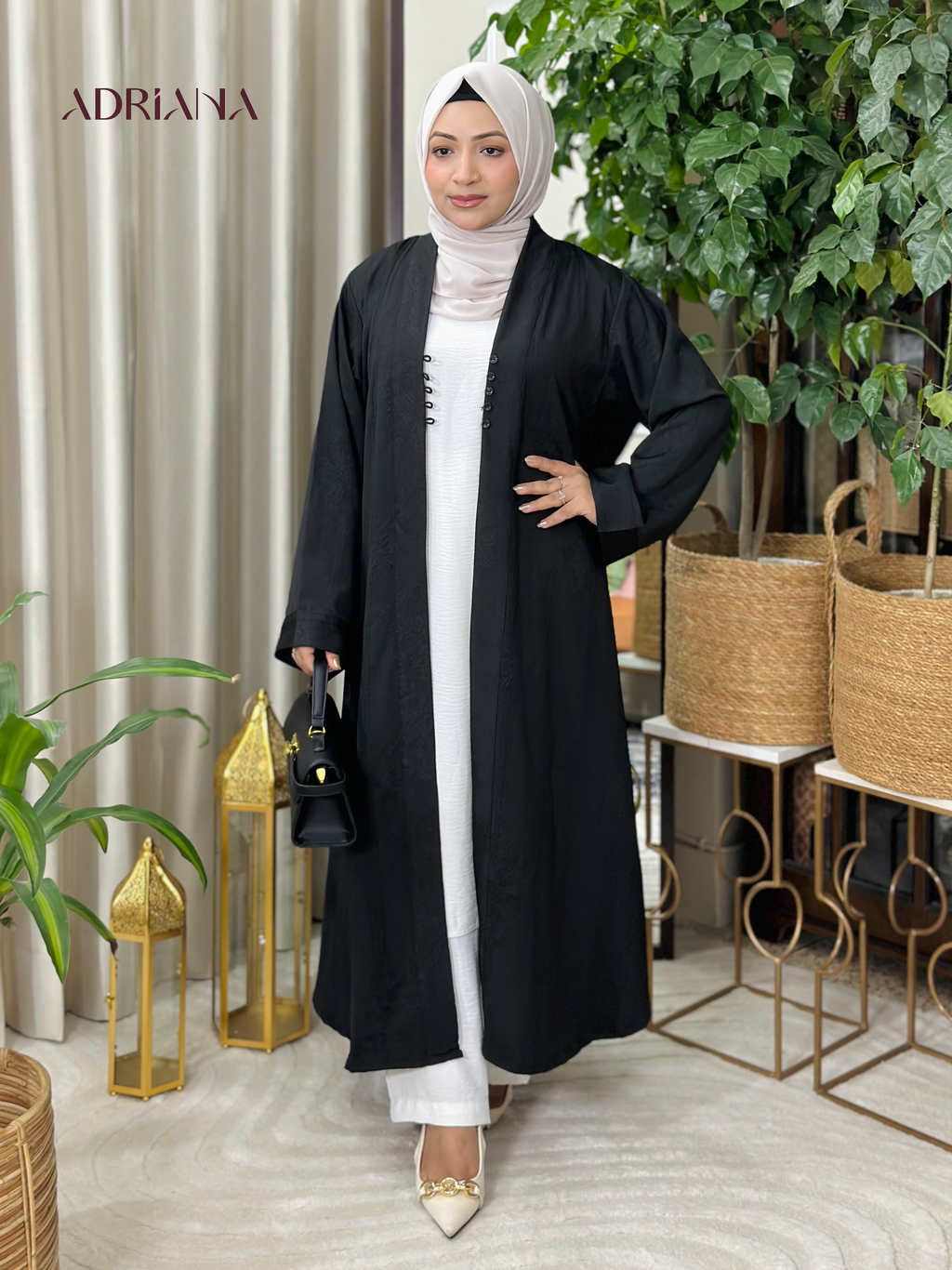 Arlina Jacquard Kimono Shrug  | Code: AS 155 (Jet Black)