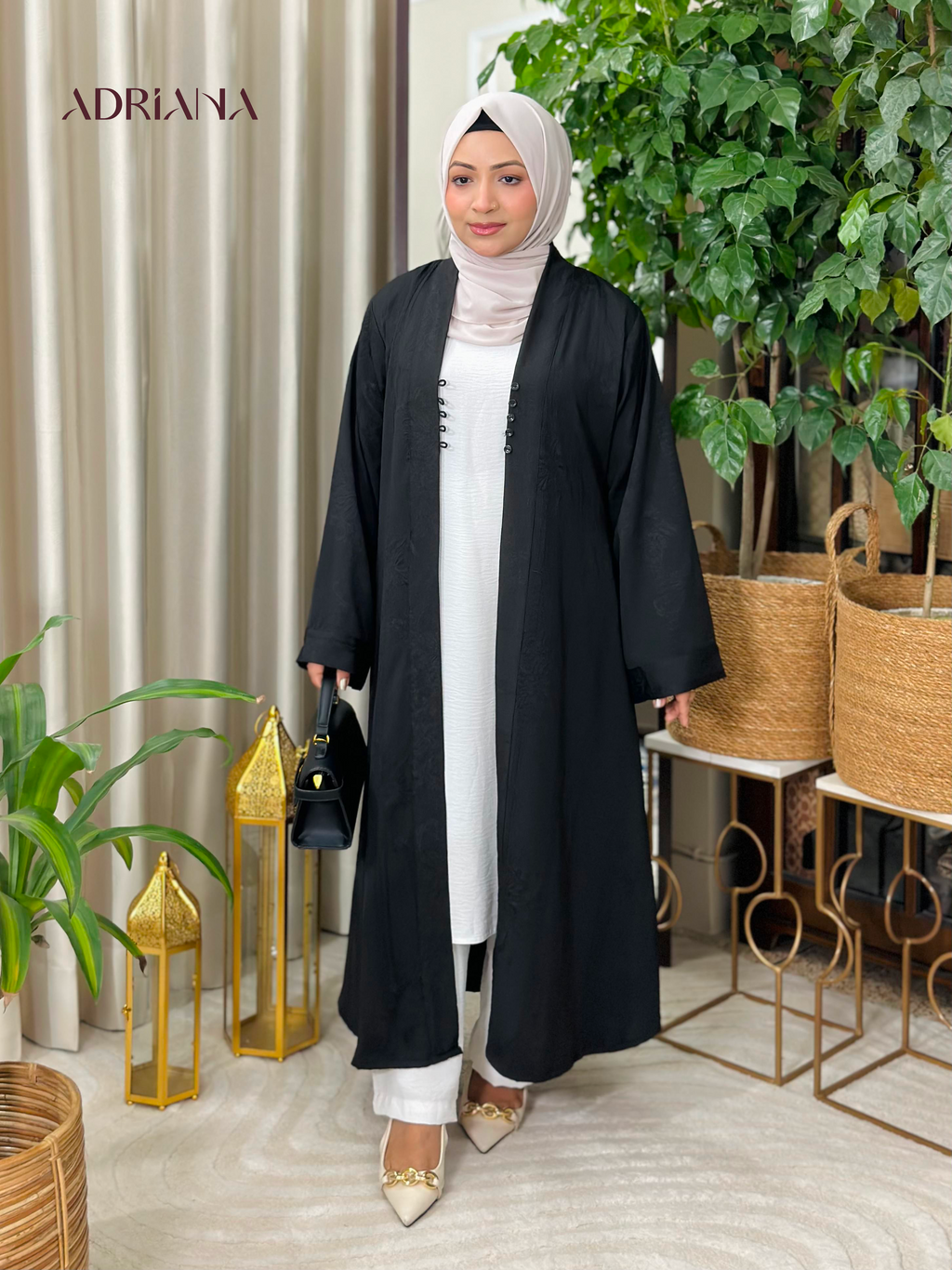 Arlina Jacquard Kimono Shrug  | Code: AS 155 (Jet Black)