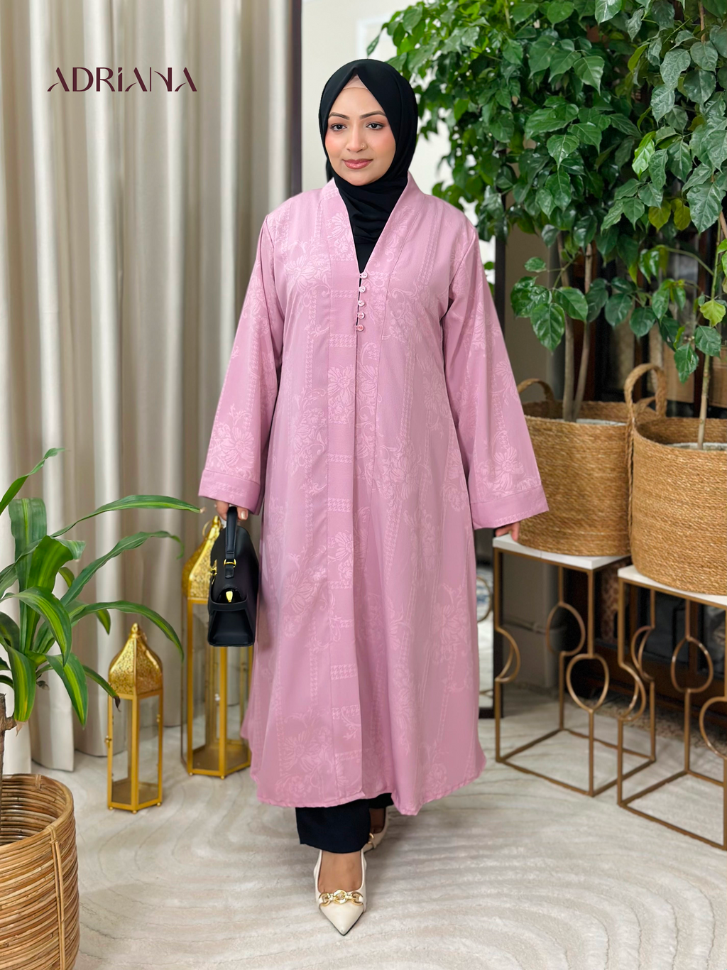 Arlina Jacquard Kimono Shrug  | Code: AS 153 (Rose Pink)
