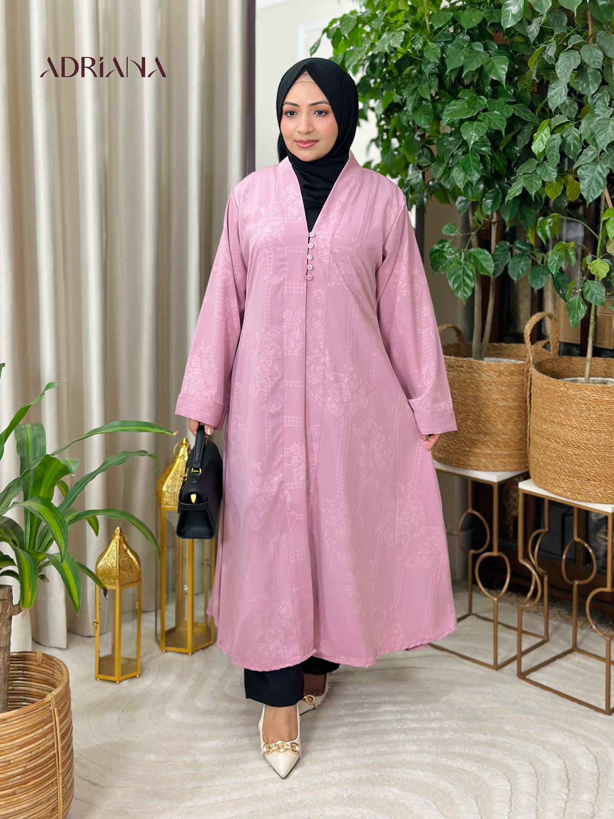 Arlina Jacquard Kimono Shrug  | Code: AS 153 (Rose Pink)