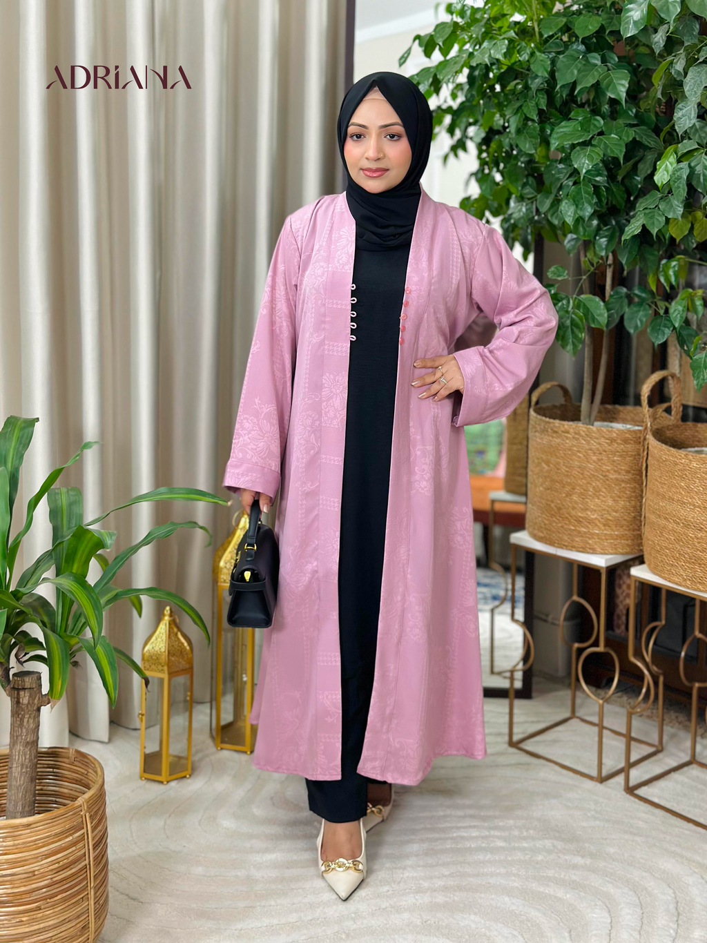 Arlina Jacquard Kimono Shrug  | Code: AS 153 (Rose Pink)
