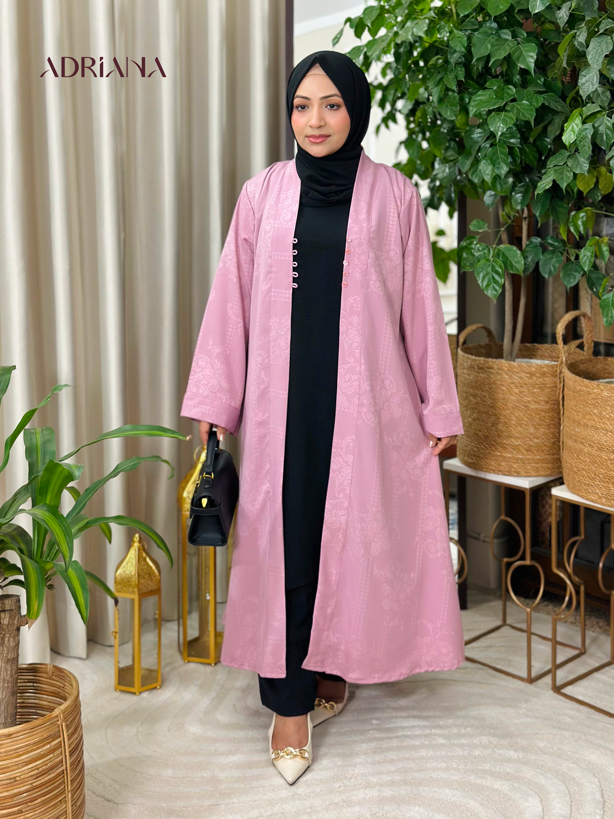 Arlina Jacquard Kimono Shrug  | Code: AS 153 (Rose Pink)