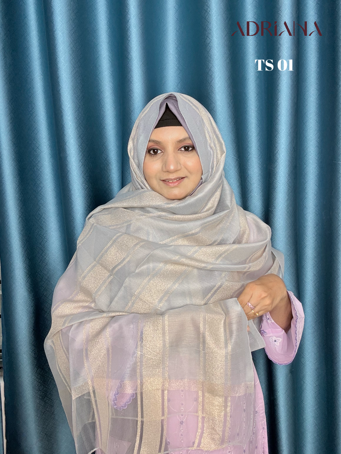 Premium zari Tissue Stripe Hijab | TS