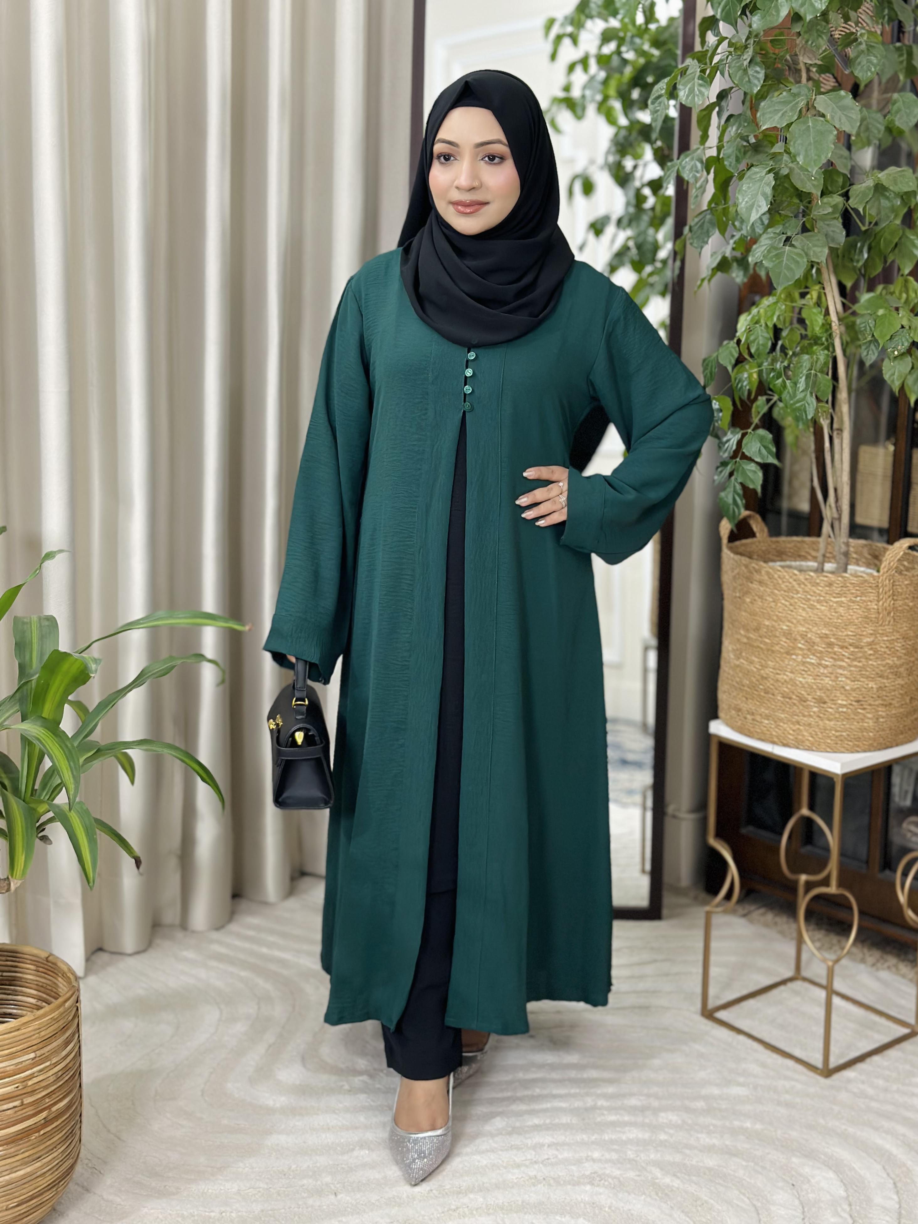 Comfortable Kimono Shurag  (Single color- Bottle Green) | Code: CS 141