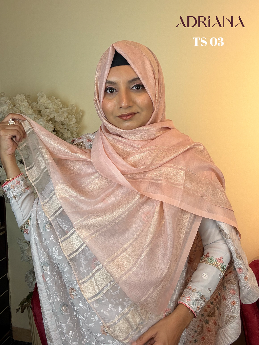 Premium zari Tissue Stripe Hijab | TS