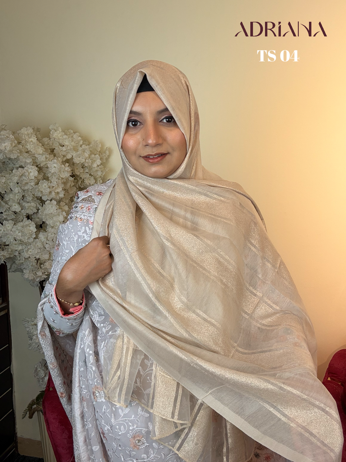 Premium zari Tissue Stripe Hijab | TS
