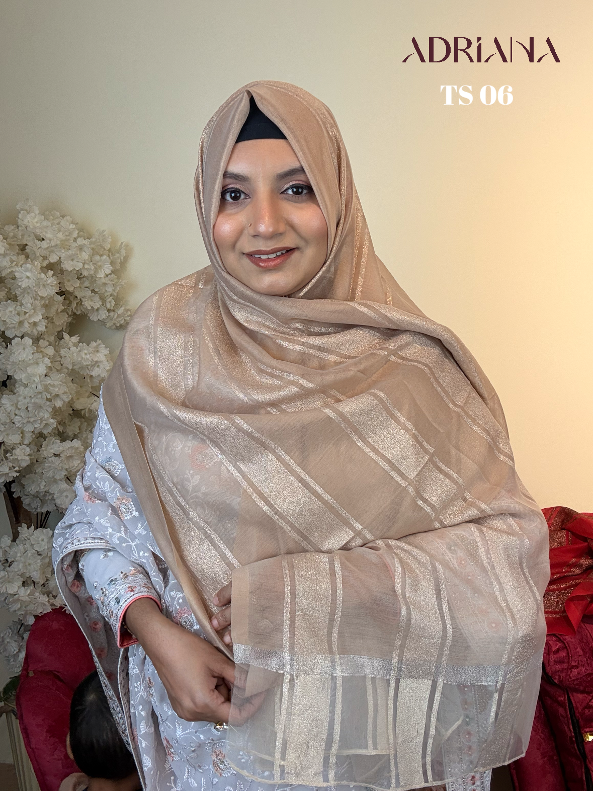 Premium zari Tissue Stripe Hijab | TS
