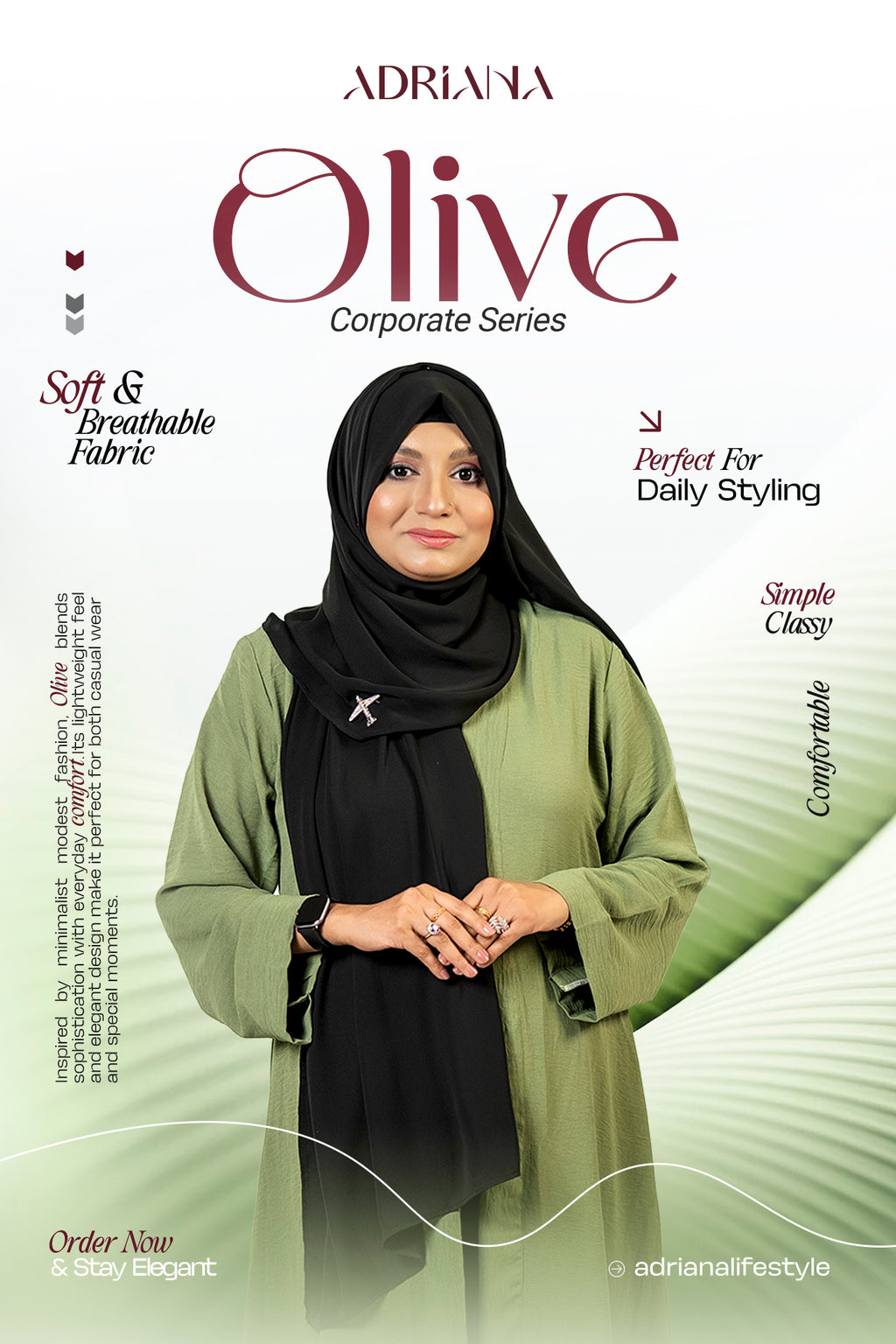 Comfortable Kimono Shurag  (Single color- Olive) | Code: CS 126