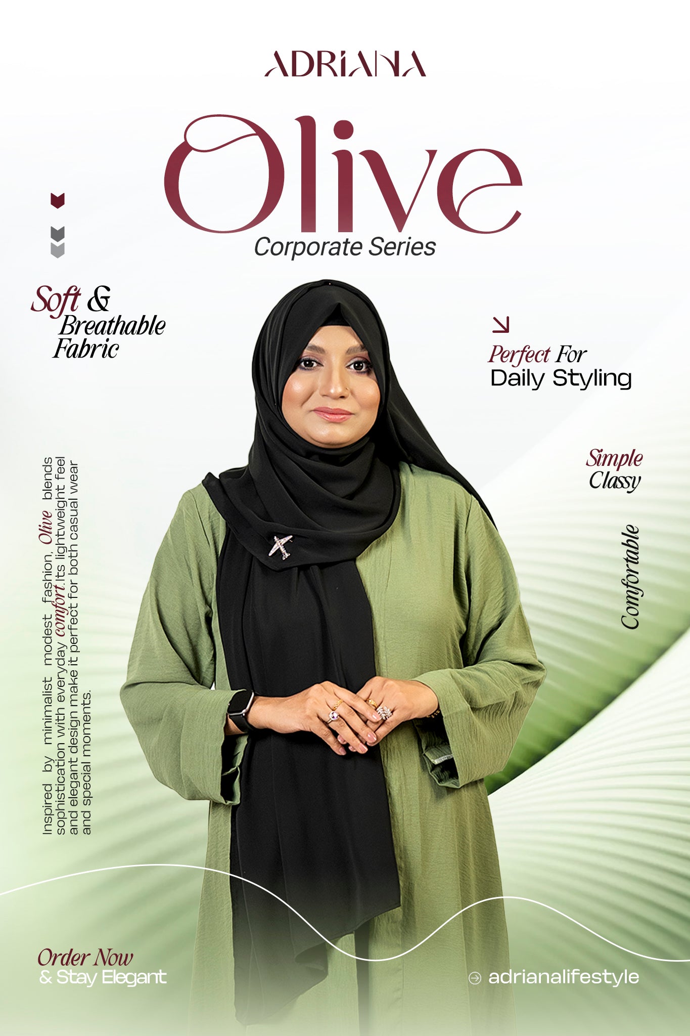 Comfortable Kimono Shurag  (Single color- Olive) | Code: CS 126