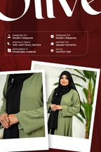 Comfortable Kimono Shurag  (Single color- Olive) | Code: CS 126