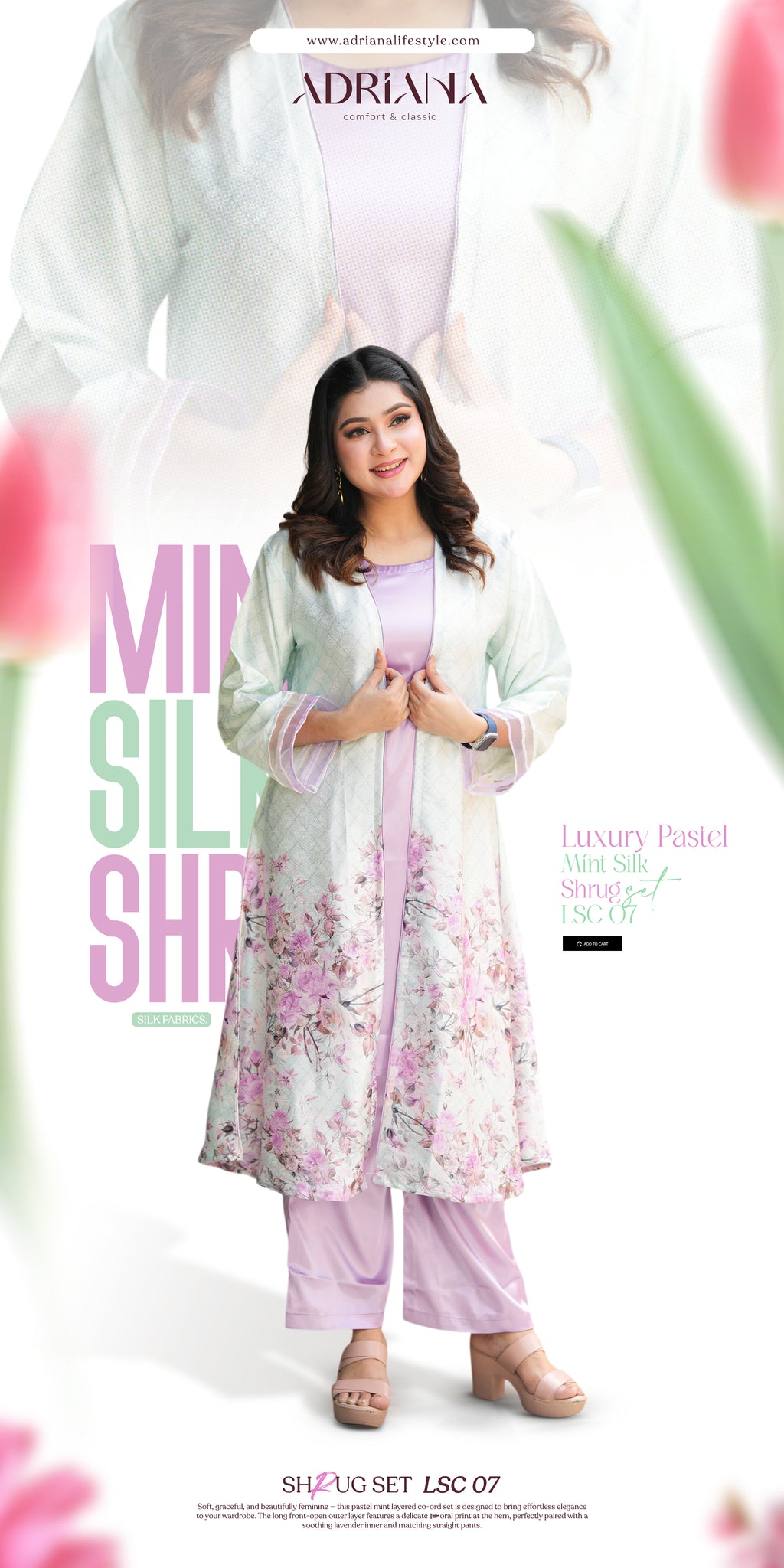 Luxury Pastel Mint Silk shrug Set  | LSC 07
