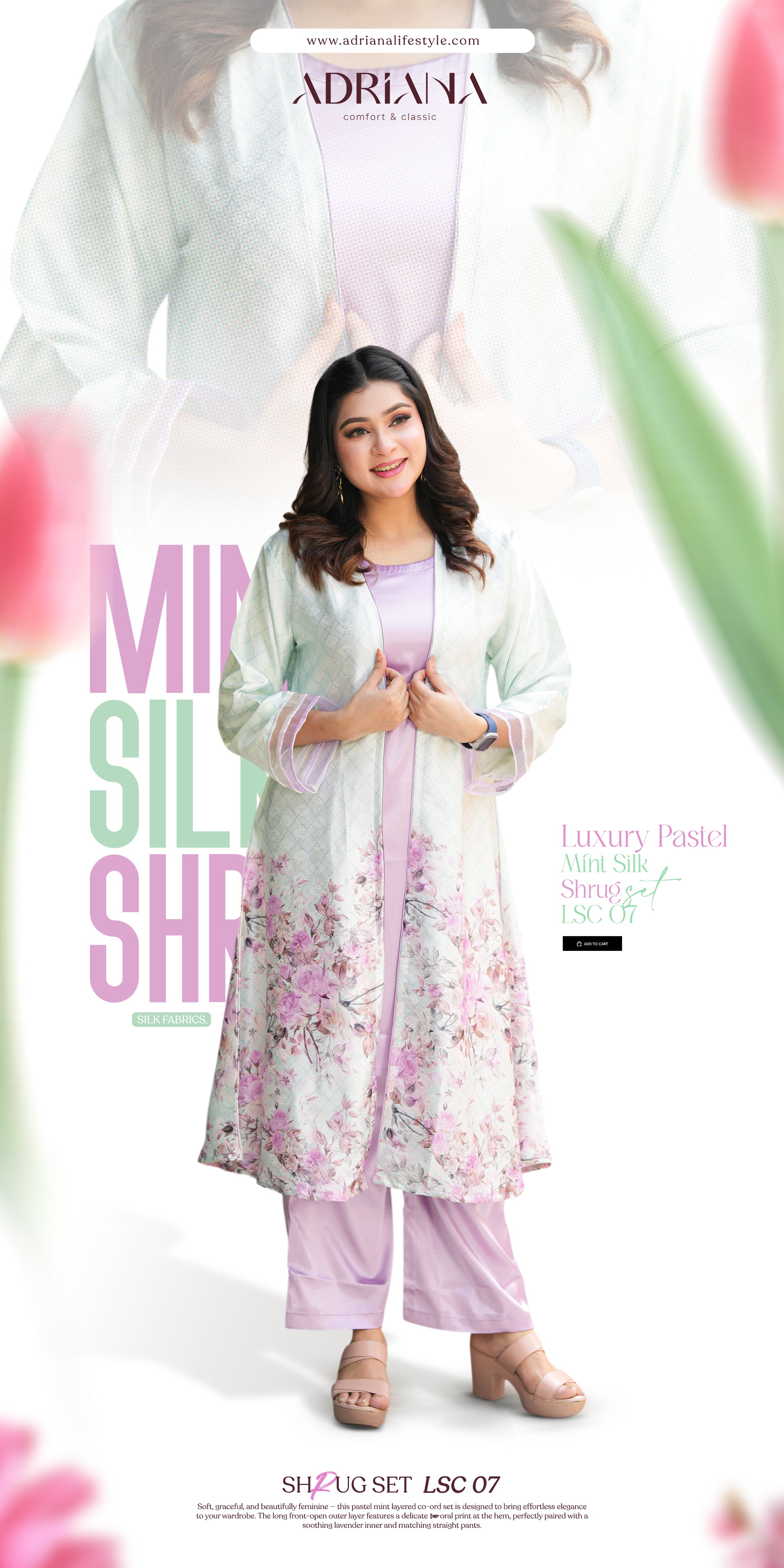 Luxury Pastel Mint Silk shrug Set  | LSC 07