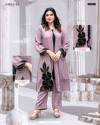 Luxury Mauve Silk shrug Set with Embroidered cutwork | LSC 08