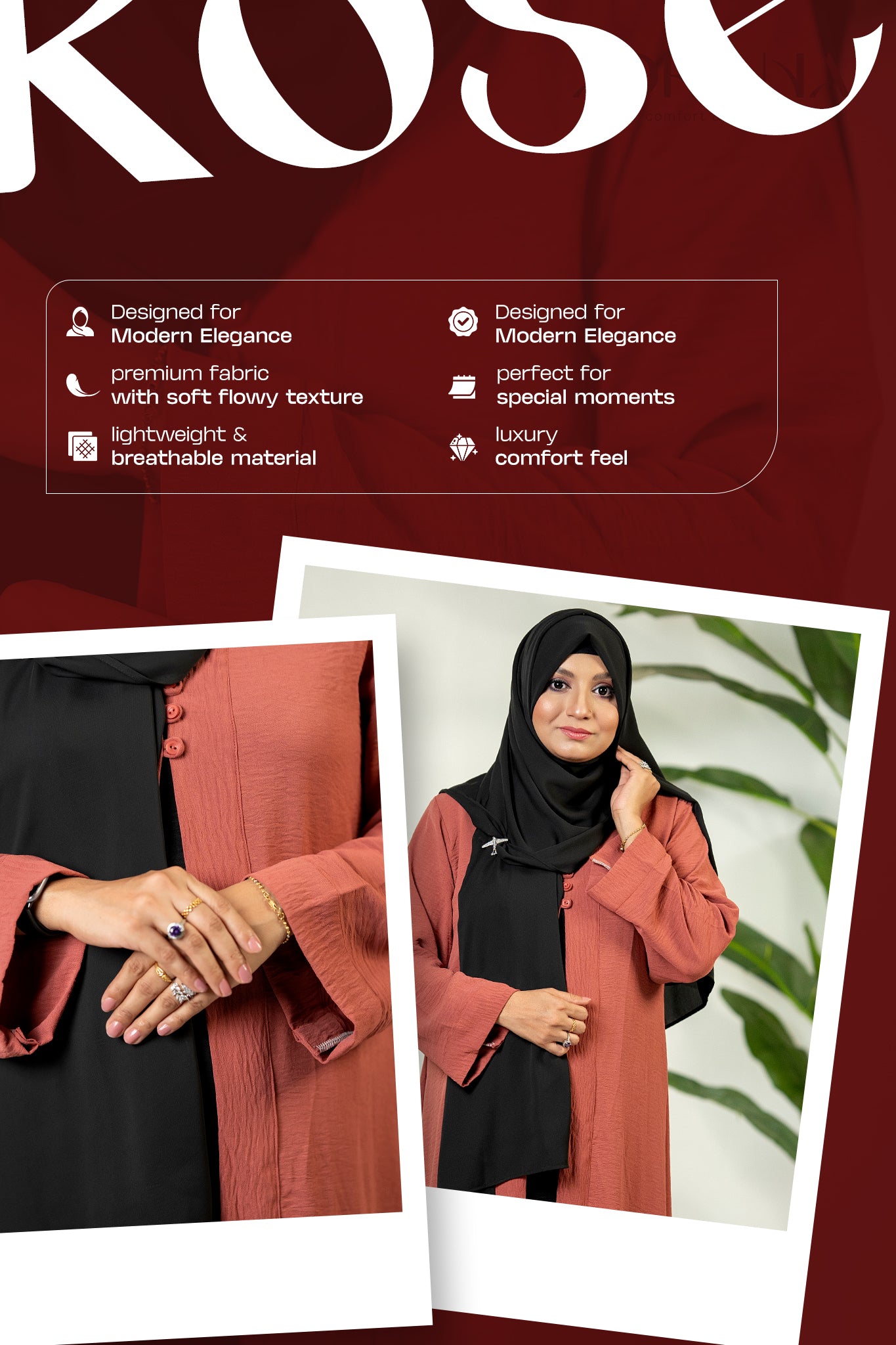 Comfortable Kimono Shurag (Single color- Rose Gold) | Code: CS 123