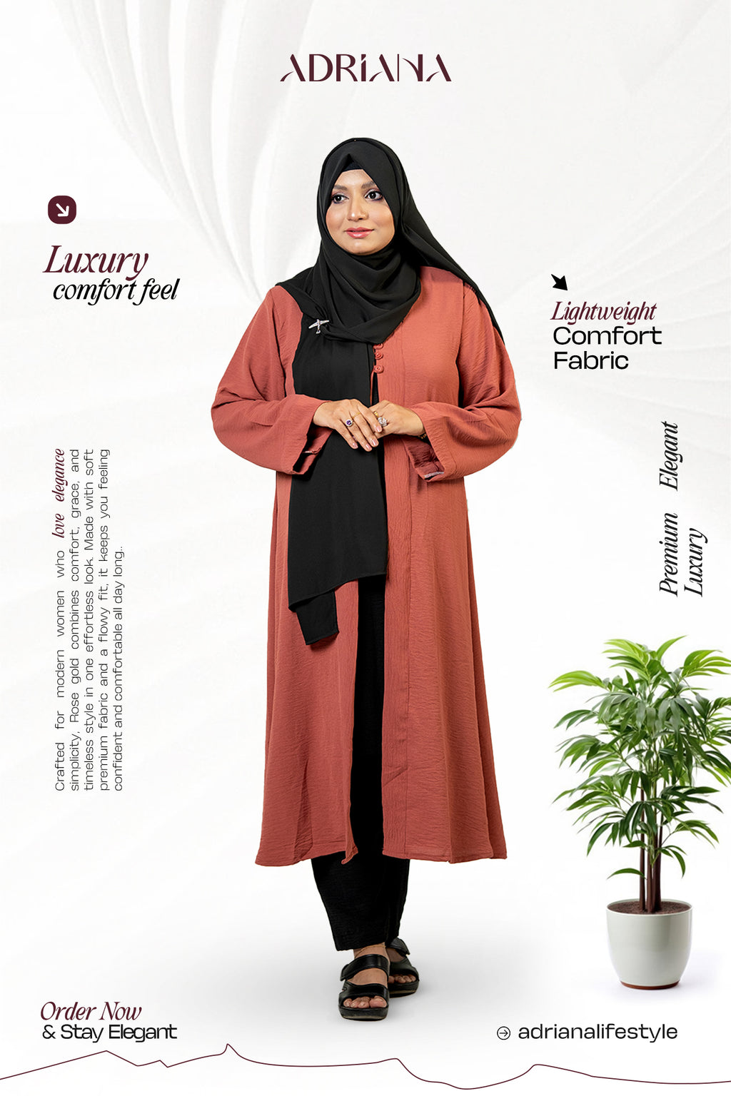 Comfortable Kimono Shurag (Single color- Rose Gold) | Code: CS 123