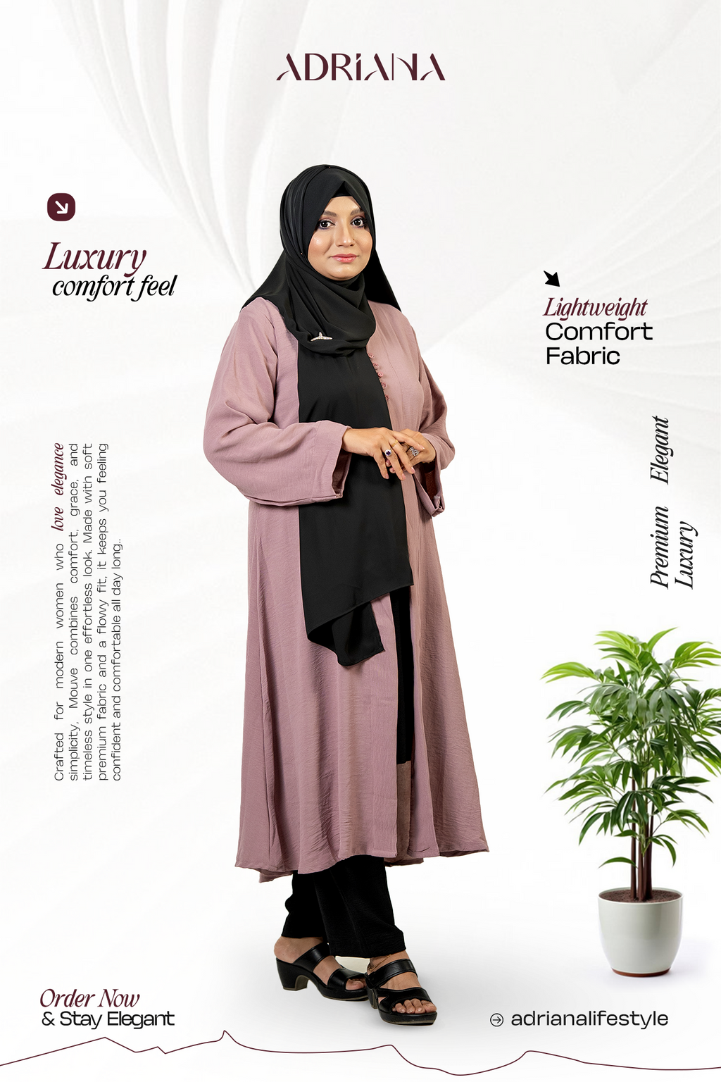 Comfortable Kimono Shurag (Single color- Mouve) | Code: CS 124
