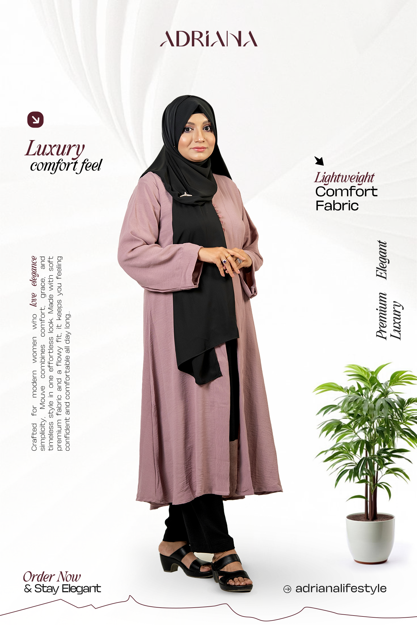 Comfortable Kimono Shurag (Single color- Mouve) | Code: CS 124