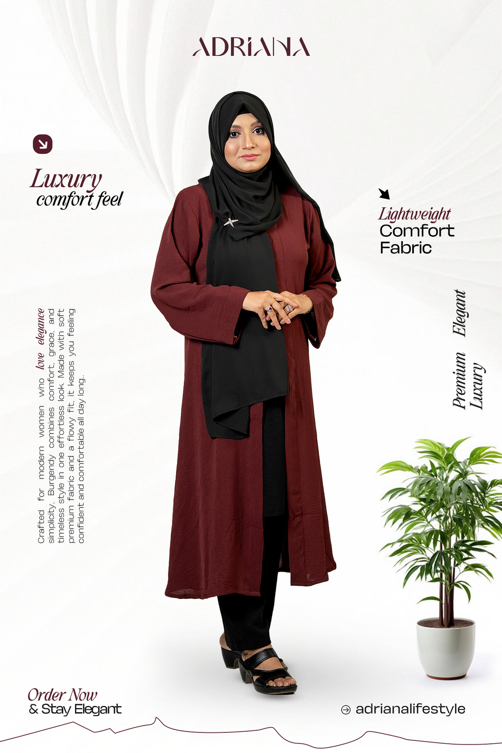 Comfortable Kimono Shurag (Single color- Burgundy) | Code: CS 125
