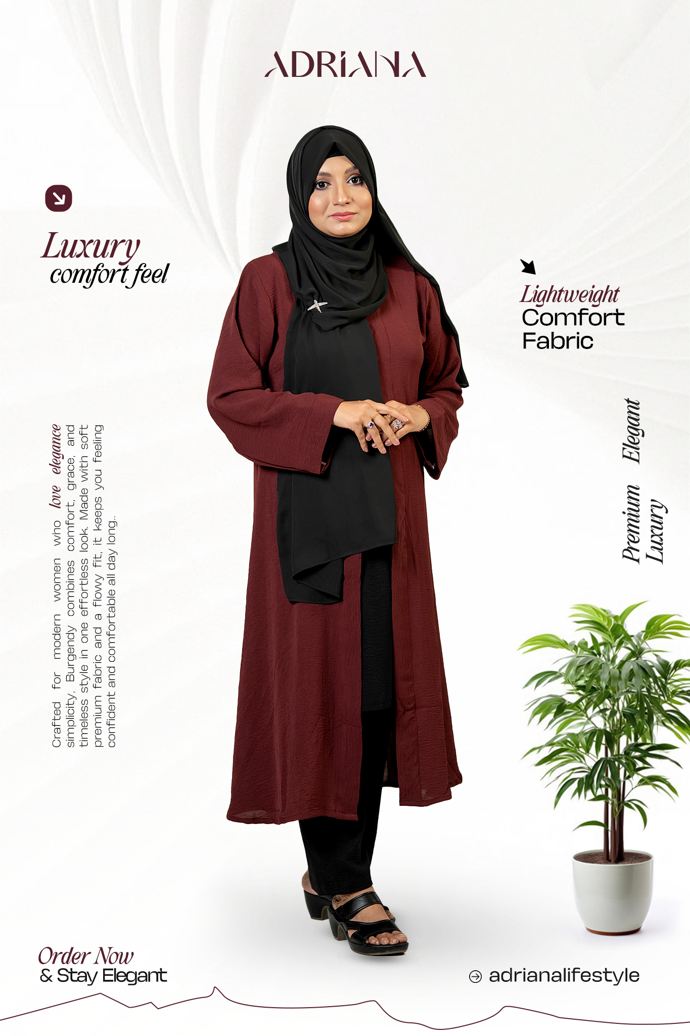 Comfortable Kimono Shurag (Single color- Burgundy) | Code: CS 125