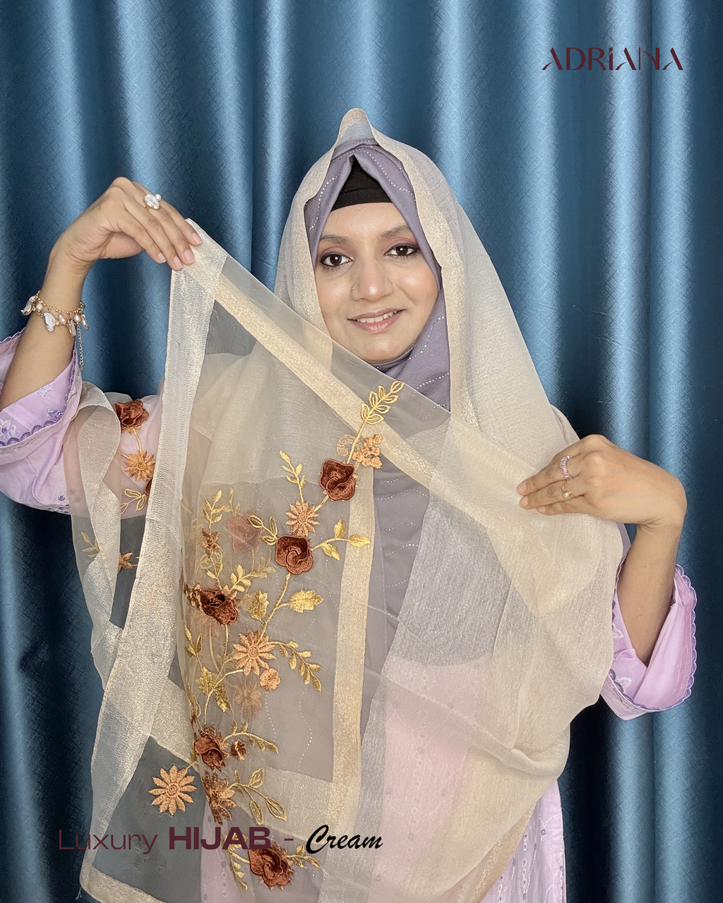 Premium  3D Flower zari Tissue  Hijab | 3D TS
