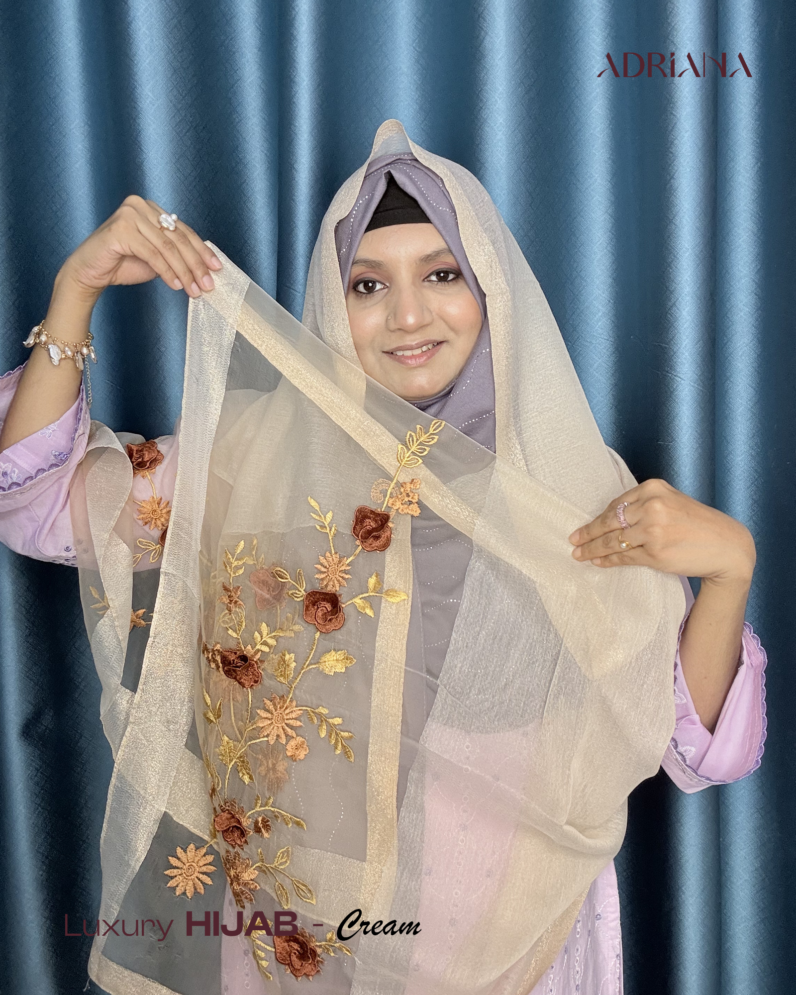 Premium  3D Flower zari Tissue  Hijab | 3D TS