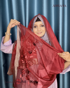 Premium  3D Flower zari Tissue  Hijab | 3D TS